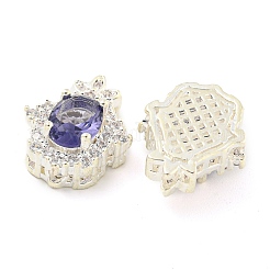 Rack Plating Brass Pave Mauve Cubic Zirconia Hamsa Hand Multi-Strand Links&nbsp;KK-F089-18S