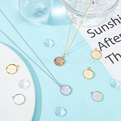 40Pcs 2 Colors 304 Stainless Steel Pendant Cabochon Settings&nbsp;STAS-UN0053-66