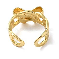 Bowknot Brass Open Cuff Rings for Women&nbsp;RJEW-B062-02G