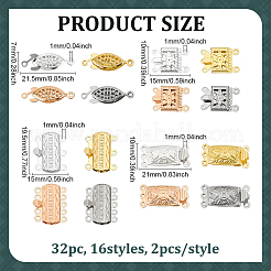 32 Sets 16 Styles 304 Stainless Steel Box Clasps&nbsp;STAS-ME0002-85