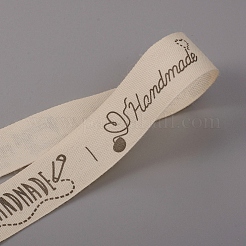 Word Printed Cotton Ribbon&nbsp;SRIB-WH0006-14B