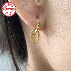 Real 18K Gold Plated 925 Sterling Silver Hoop Earrings&nbsp;ZC9557-5