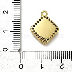 Rack Plating Brass Micro Pave Clear Cubic Zirconia Pendant Cabochon Settings&nbsp;KK-NH0001-19G