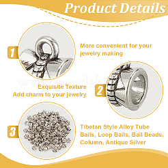 120Pcs Tibetan Style Alloy Tube Bails&nbsp;TIBE-UN0001-11