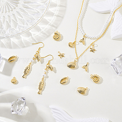 16Pcs 8 Styles Ocean Theme Brass Charms&nbsp;KK-GA0002-34