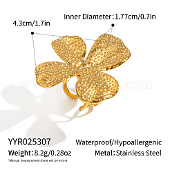 Stainless Steel Textured Flower Cuff Rings&nbsp;EP0939-1
