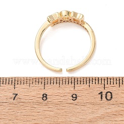 Mother's Day Brass Micro Pave Cubic Zirconia Cuff Open Rings for Women&nbsp;RJEW-F217-09G