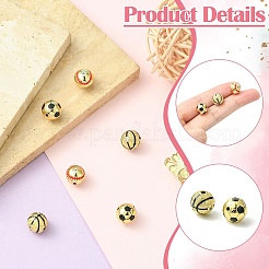 6Pcs 3 Styles Round Brass Micro Pave Cubic Zirconia Beads&nbsp;KK-CJ0003-49