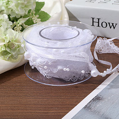 Polyester Flower Lace Ribbon&nbsp;OCOR-WH0097-21