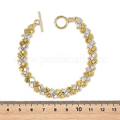 Two Tone Electroplate Glass Seed Beaded Woven Bracelets with OT Clasps for Women&nbsp;BJEW-MZ00349