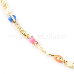Brass Enamel Lumachina Chain Anklets&nbsp;AJEW-AN00397