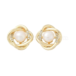 Brass Imitation Pearl Stud Earrings&nbsp;KK-D301-06G