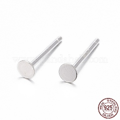 925 Sterling Silver Flat Pad  Stud Earring Findings&nbsp;STER-K167-045B-S