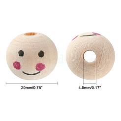 Printed Natural Wood European Beads&nbsp;WOOD-T019-13B-01