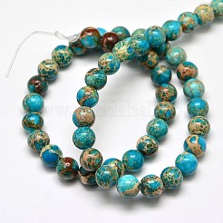Natural Imperial Jasper Round Bead Strands&nbsp;G-I103-6mm-03