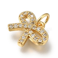Rack Plating Brass Micro Pave Clear Cubic Zirconia Charms&nbsp;KK-G500-08G