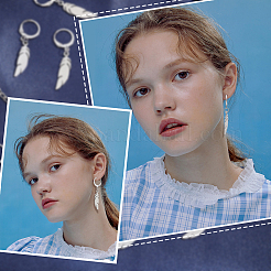 20 Pairs Feather Dangle Leverback Earrings&nbsp;EJEW-UN0001-86