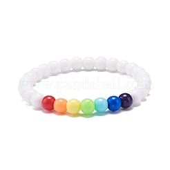 2Pcs 2 Colors Acrylic Round Beaded Stretch Bracelets Set for Kids&nbsp;BJEW-JB08555-02