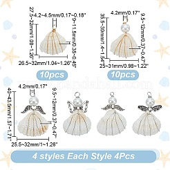 6 Styles Copper Wire Wrapped Shell Pendants&nbsp;FIND-AR0005-14
