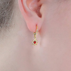Brass Enamel Leverback Dangle Earrings for Women&nbsp;WO0430