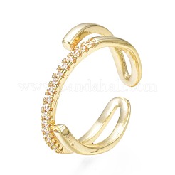 Clear Cubic Zirconia Wrapped Open Cuff Ring for Women&nbsp;RJEW-N035-088