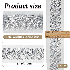5Yards Polyester & Plastic Paillette Embroidery Ribbons&nbsp;OCOR-CY0003-25