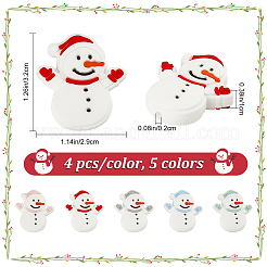 20Pcs 5 Colors Snowman Christmas Theme Food Grade Eco-Friendly Silicone Focal Beads&nbsp;SIL-CP0001-05