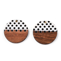 Printed Opaque Resin & Walnut Wood Pendants&nbsp;RESI-N039-05