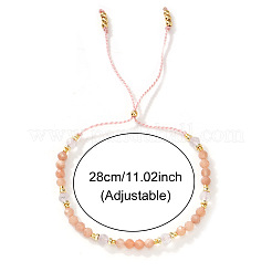 Adjustable Natrural Sunstone & Quartz Crystal Beads Slider Bracelets for Women&nbsp;UF4729