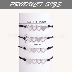 4Pcs 4 Style 430 Stainless Steel Heart Link Bracelets Set&nbsp;JB716A