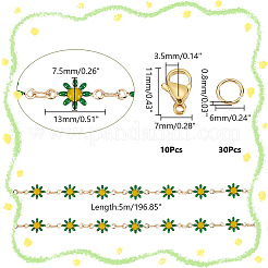 DIY Flower Brass Enamel Link Chains Bracelets/Necklaces Making Finding Kits&nbsp;DIY-AR0004-11