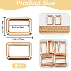 8Pcs Zinc Alloy Rectangle Buckle Ring&nbsp;PURS-SP0001-05LG