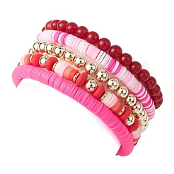 5Pcs 5 Style Synthetic Hematite & Dyed Natural Malaysia Jade Stretch Bracelets Set&nbsp;BJEW-JB10013
