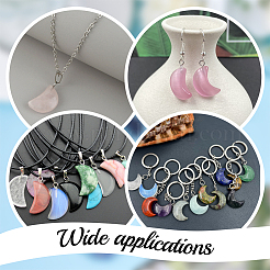 24Pcs 12 Styles Moon Gemstone Pendants&nbsp;G-HY0001-80