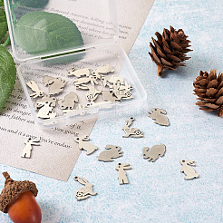 32Pcs 4 Styles 304 Stainless Steel Bunny Pendants&nbsp;STAS-TA0002-13P