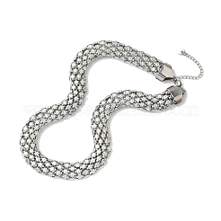 13.5MM 304 Stainless Steel Flower Mesh Chain Necklaces&nbsp;NJEW-D333-01P