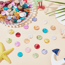 160Pcs 10 Colors Spray Paint Natural Akoya Shell Pendants&nbsp;SHEL-ME0001-07