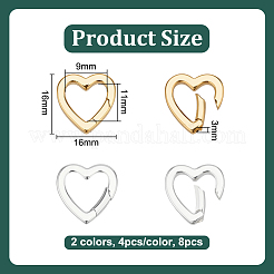 8Pcs 2 Colors Brass Spring Gate Rings&nbsp;KK-PH0013-93