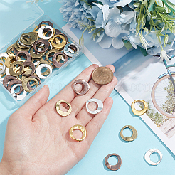 64Pcs 4 Colors Tibetan Style Alloy Irregular Ring Bead Frames&nbsp;FIND-NB0004-71