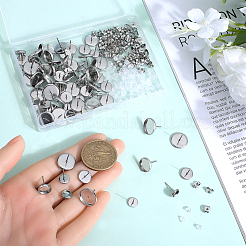80Pcs 4 Style Flat Round 304 Stainless Steel Earring Settings&nbsp;STAS-SP0001-60