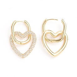 Brass Micro Pave Cubic Zirconia Huggie Hoop Earrings&nbsp;EJEW-G274-08G-01