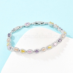 Platinum Tone Brass Micro Pave Cubic Zirconia Tennis Bracelets&nbsp;BJEW-B160-02P-03