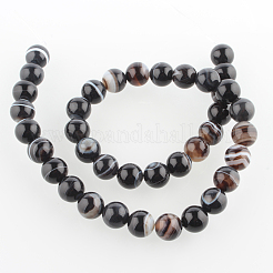 Natural Black Agate Round Bead Strands&nbsp;G-E234-04