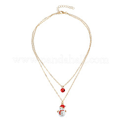 Christmas Iron & Alloy & Resin Bell Pendant Double Layer Necklaces&nbsp;FS-WGA1E78-01