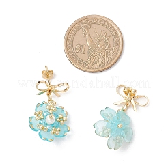 Flower Handmade Glass Seed Beads Dangle Stud Earrings&nbsp;EJEW-MZ00471-05
