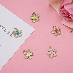5Pcs 5 Colors Brass Micro Pave Clear Cubic Zirconia Pendants&nbsp;ZIRC-SZ0003-95