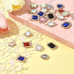 24Pcs 6 Styles Alloy Glass Pendants&nbsp;FIND-FS0003-20