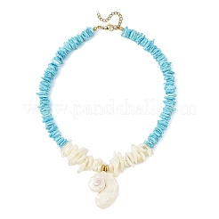 Ocean Natural Sea Shell Pendant Chip Beaded Necklaces for Women&nbsp;NJEW-JN06388