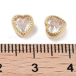 Brass with Single Clear Cubic Zirconia Beads&nbsp;KK-C051-33G