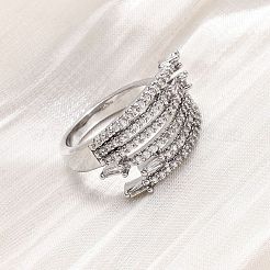 Brass Micro Pave Clear Cubic Zirconia Finger Rings&nbsp;RJEW-S398-01P